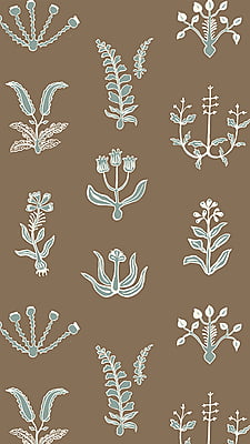 Floral Spot Wallpaper - Clarke White - Osney Blue - Kemp Brown