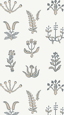 Floral Spot Wallpaper - Bude Blue - Cromwell Stone - Hilles White