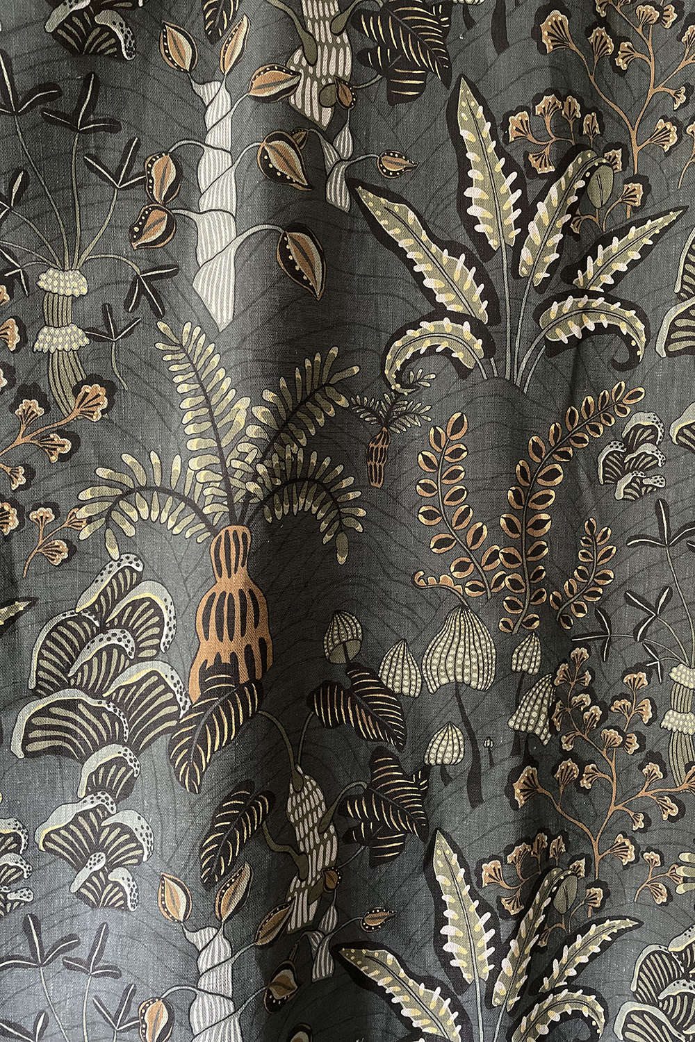 Woodland Floor Fabric - Petrol and Sage