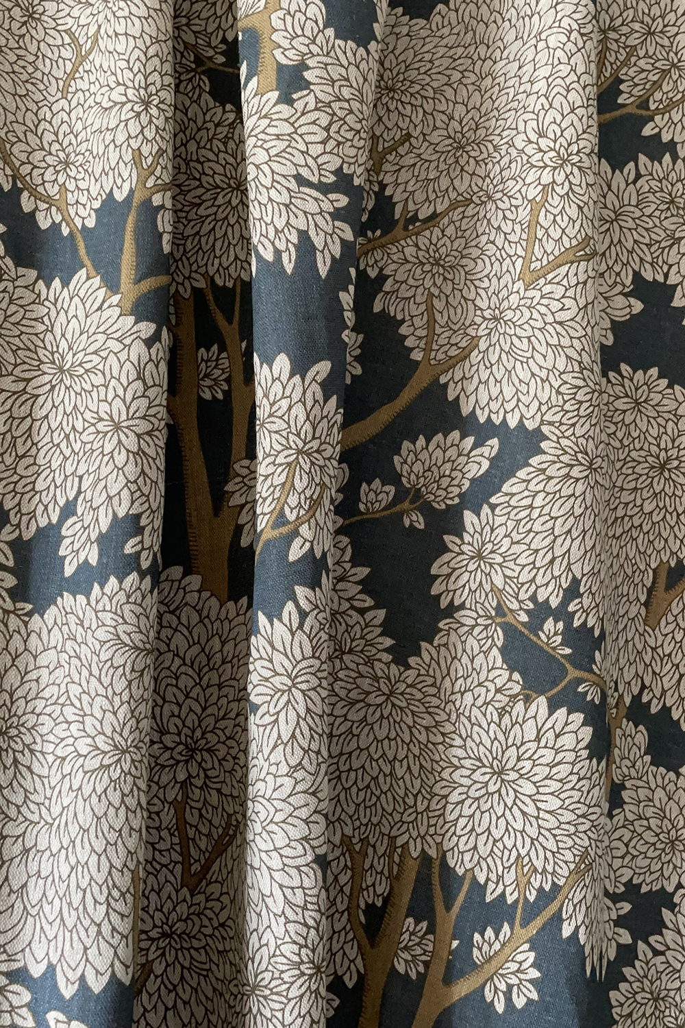Stockend Woods Fabric - Navy and Ochre
