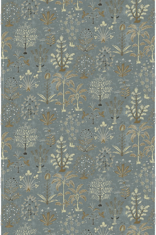 Cynthia Fabric - Mid Blue and Olive