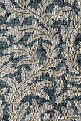 Frond Ogee Fabric - Blue and Olive