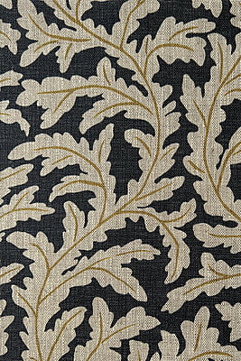Frond Ogee Fabric - Navy and Ochre