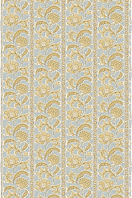 Floral Check Heavy Linen Fabric - Yellow and Blue