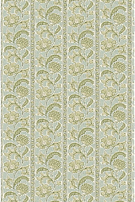 Floral Check Heavy Linen Fabric - Blue and Green