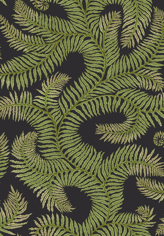 Bombes Fernery Wallpaper - Dark Grey and Green