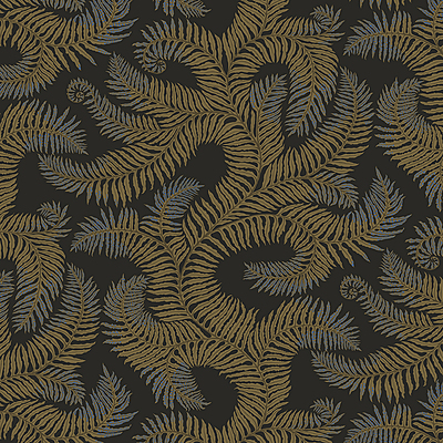 Bombe's Fernery - Olive and Dark Grey - Wallpaper