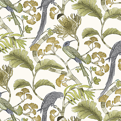 Living Branches Wallpaper - Hilles White and Greens