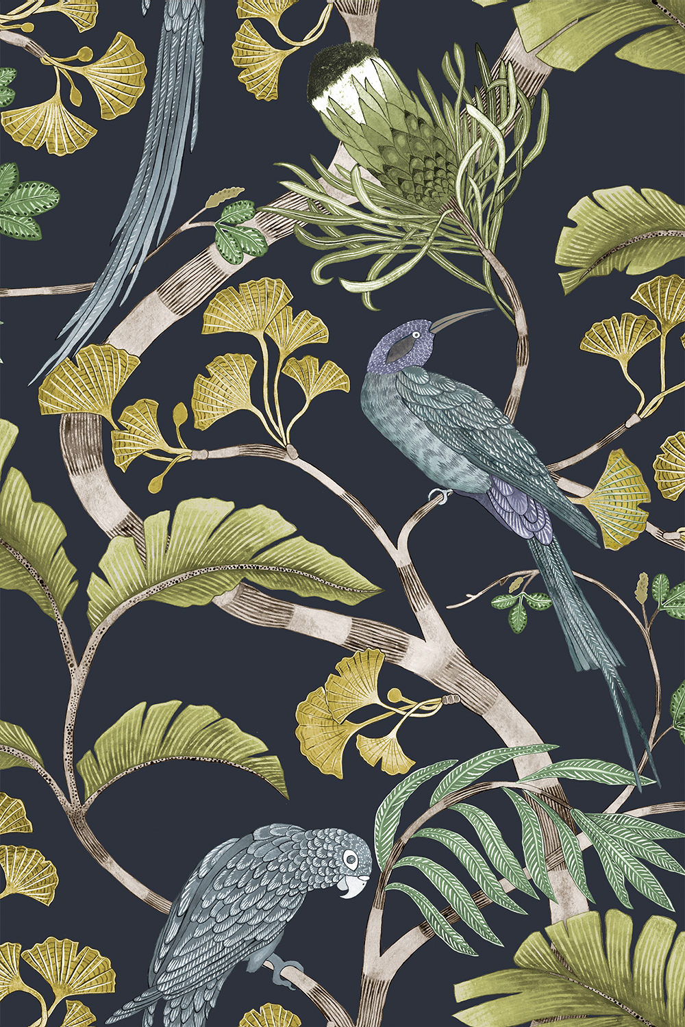 Living Branches Wallpaper - Petra and Greens