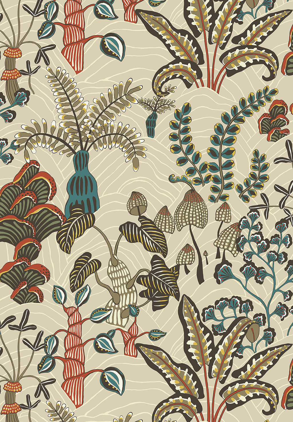 Woodland Floor Wallpaper - Stone and Teal