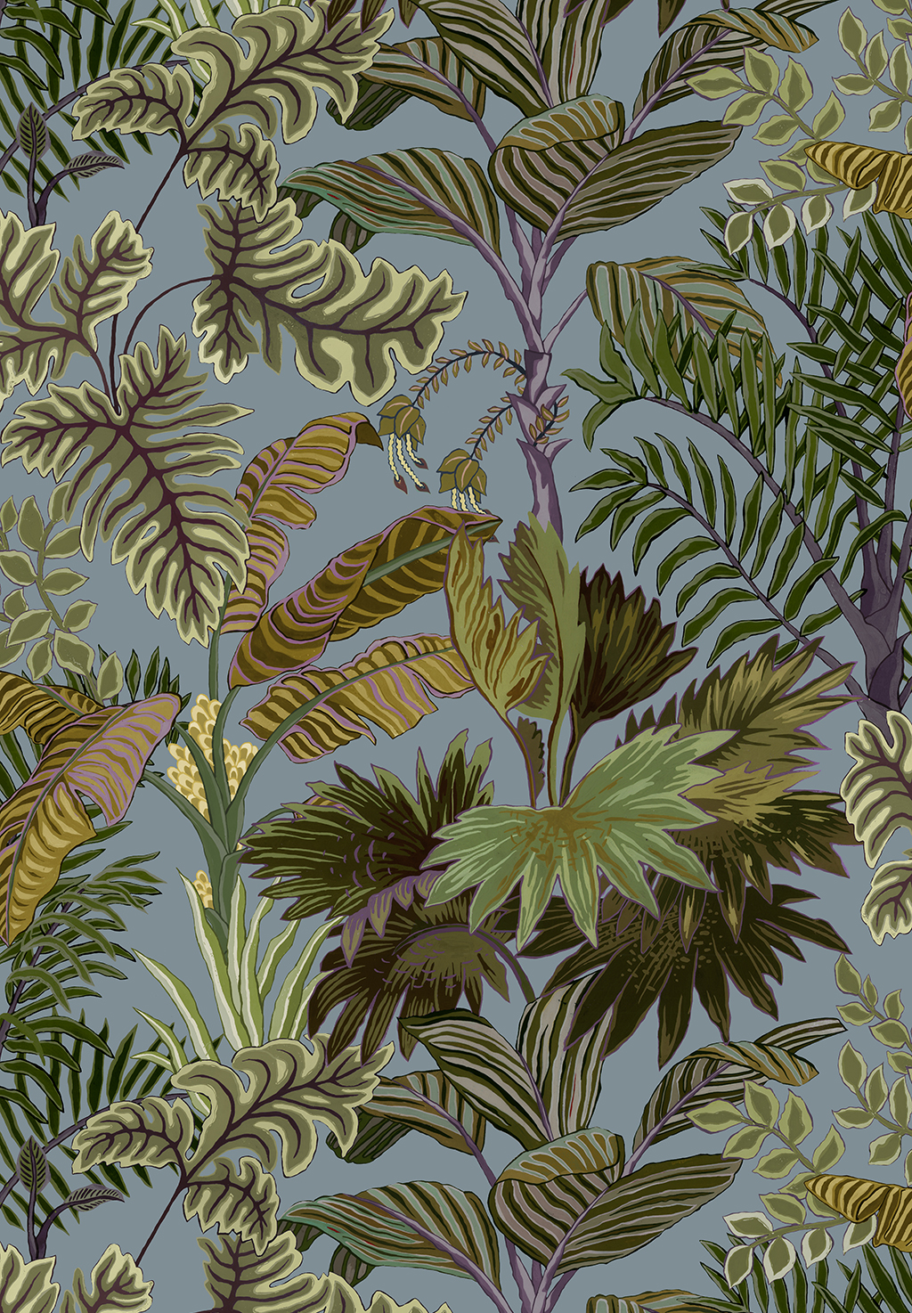 Palm Grove Wallpaper - Dusk and Verdigris
