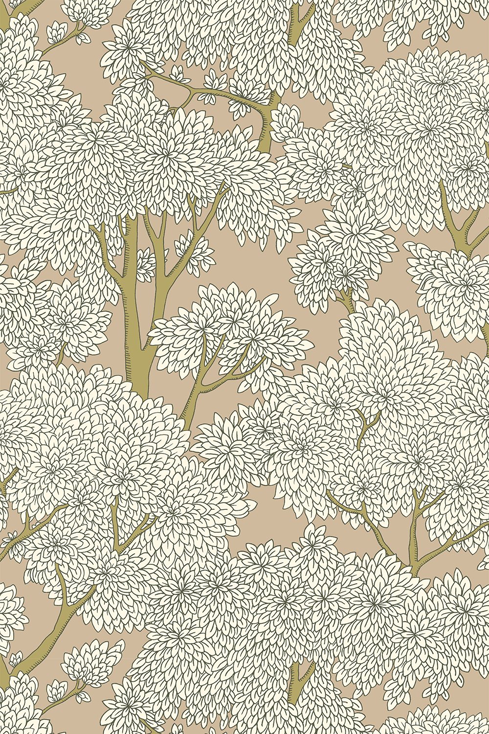 Stockend Woods Wallpaper - Stepping Stone and Cotswold White