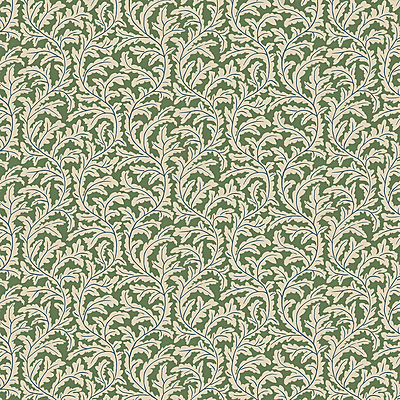 Frond Ogee Wallpaper - Brookes Green and Edge Sand