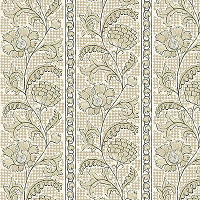 Floral Check Wallpaper - Maitland Green and Cotswold White