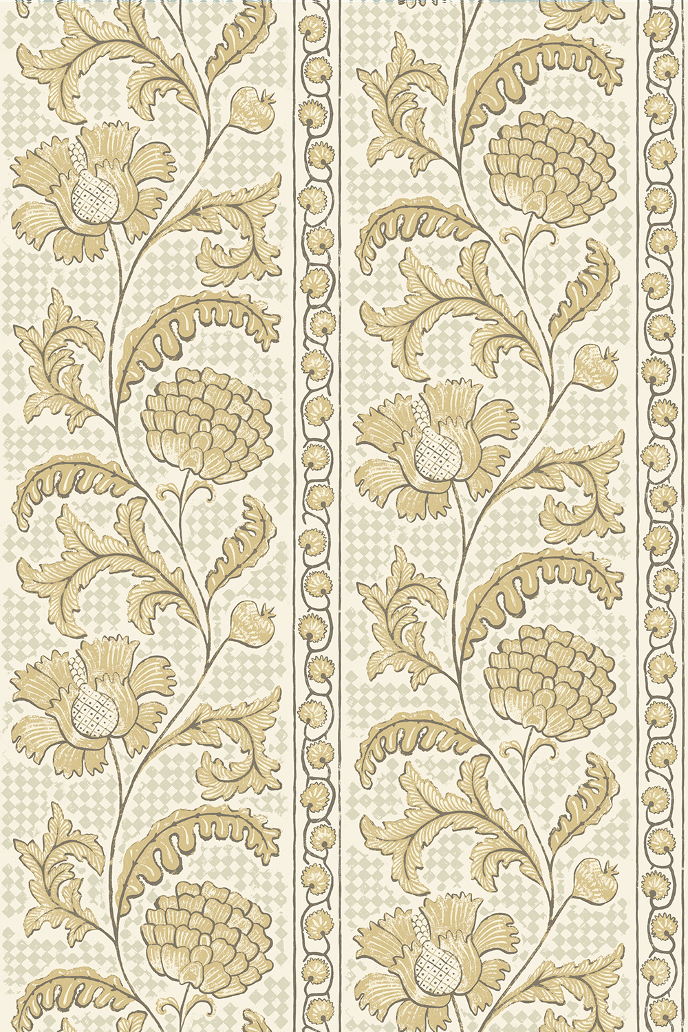 Floral Check Wallpaper - Lemon and Salt Ridge
