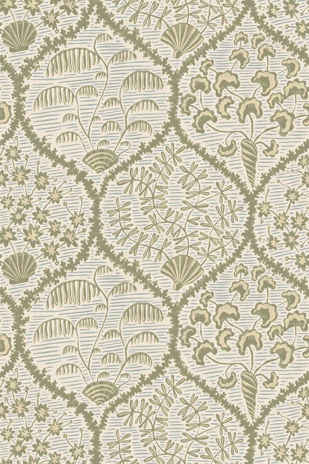 Sowerby Wallpaper - Soft Olive and Shortwood