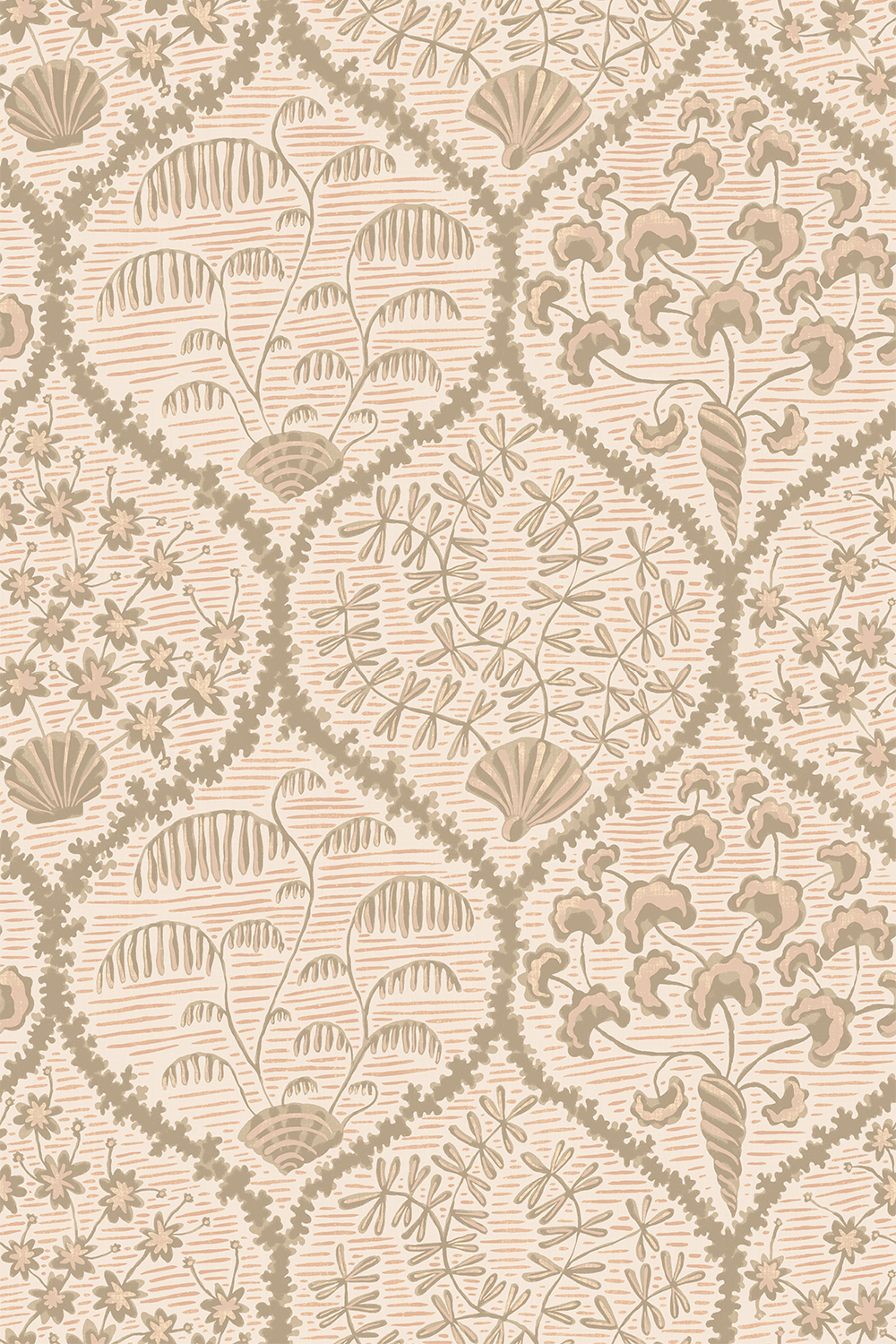 Sowerby Wallpaper - Coral and Stepping Stone