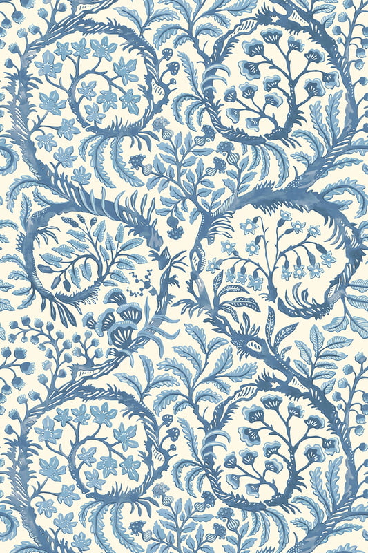 Butterrow Wallpaper - Bright Blue and White