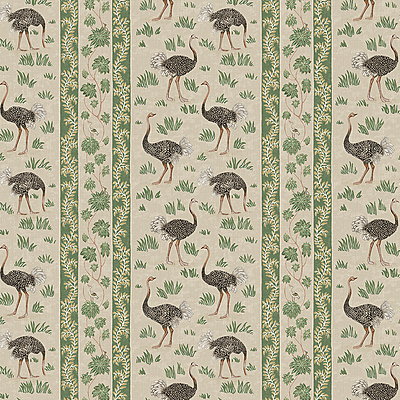 Ostrich Stripe Wallpaper - Khaki and Green