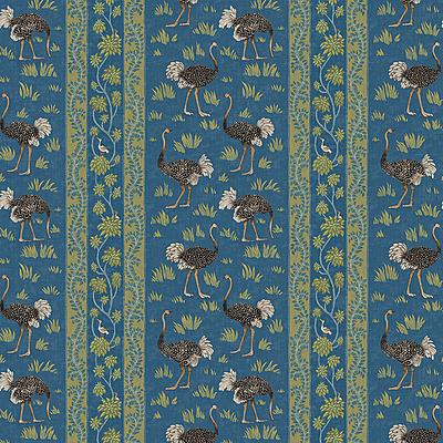Ostrich Stripe Wallpaper - Bright Blue