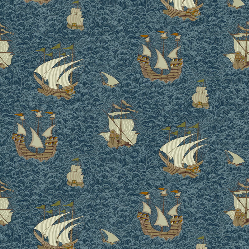 Ships Wallpaper - Dark Blue
