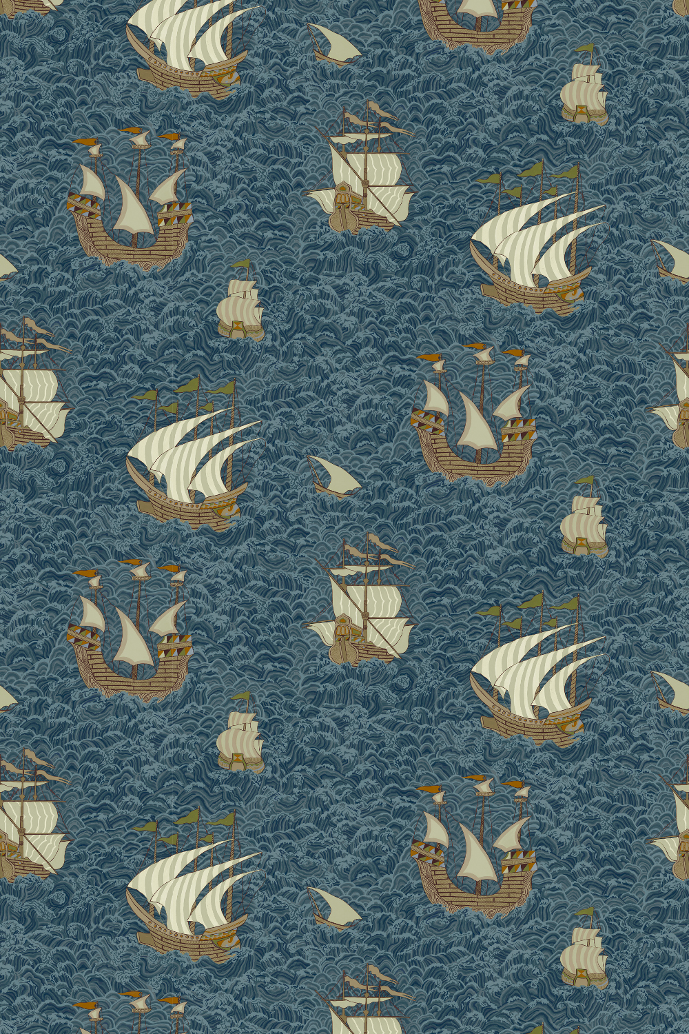 Ships Wallpaper - Dark Blue