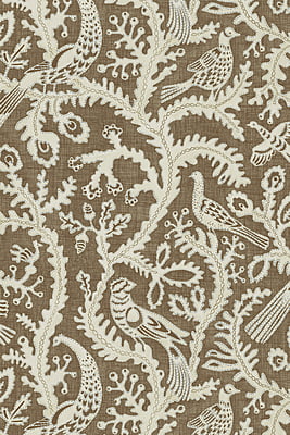Stitched Birds Wallpaper - Brown