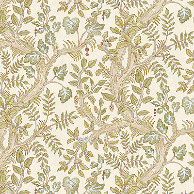 Hedgerow Wallpaper - Cream and Olive