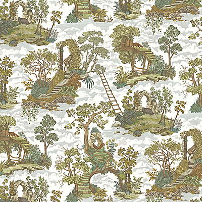 Islet Hoping Wallpaper - Olive and Blue