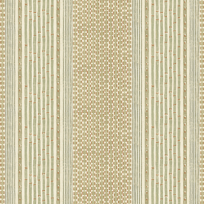 Rita Stripe Wallpaper - Sage and Orange