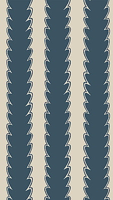 Scallop Stripe Wallpaper - Beakster Blue - Edge Sand