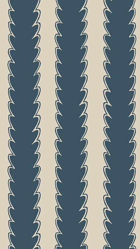 Scallop Stripe Wallpaper - Beakster Blue - Edge Sand